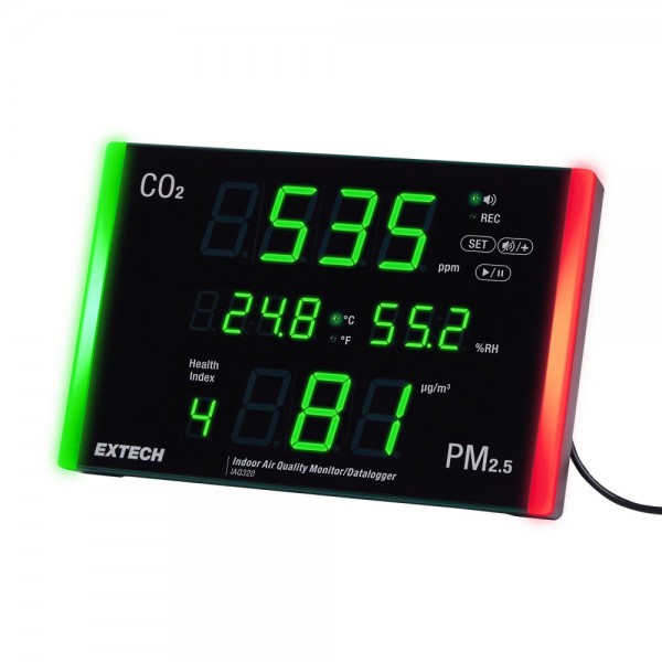 Extech IAQ320 เครื่องตรวจวัดอุณหภูมิอากาศและบันทึกข้อมูล CO2และPM2.5